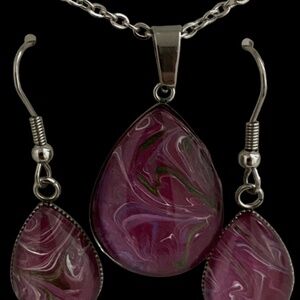 Mauves, Pinks and Green Fluid Art Set